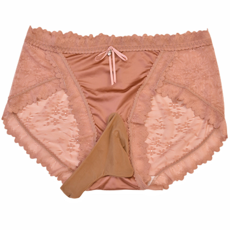 Little Red Ribbon Silky Men's Sexy Lace Underwear Satin Soft Ultra-thin Plus Size Pure Desire Sexy jj Briefs