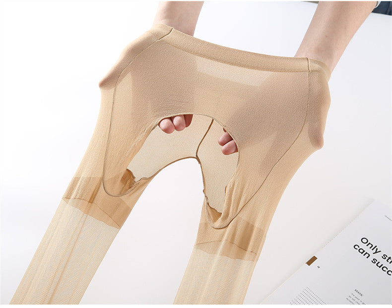 Plus size stockings200Lightweight Anti-Snagging Plus Size Women's Underwear mm Plus Size Extra Long High Waist Open Crotch Pantyhose for Summer