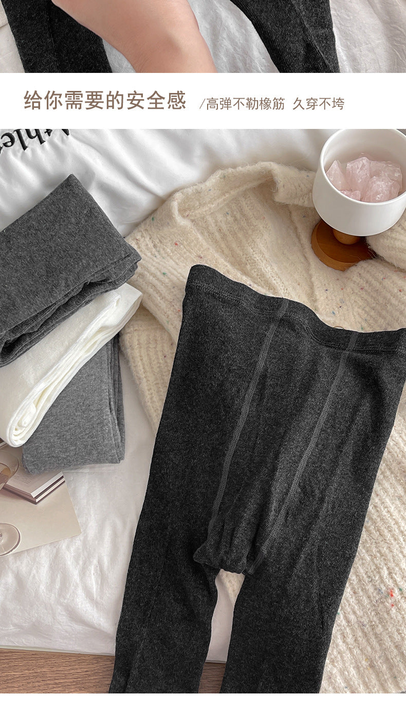 Autumn Winter New Warm Base Layer Pants Combed Cotton Plain Solid Color Stockings Milk White Simple Versatile Pantyhose Single-Sided Cotton