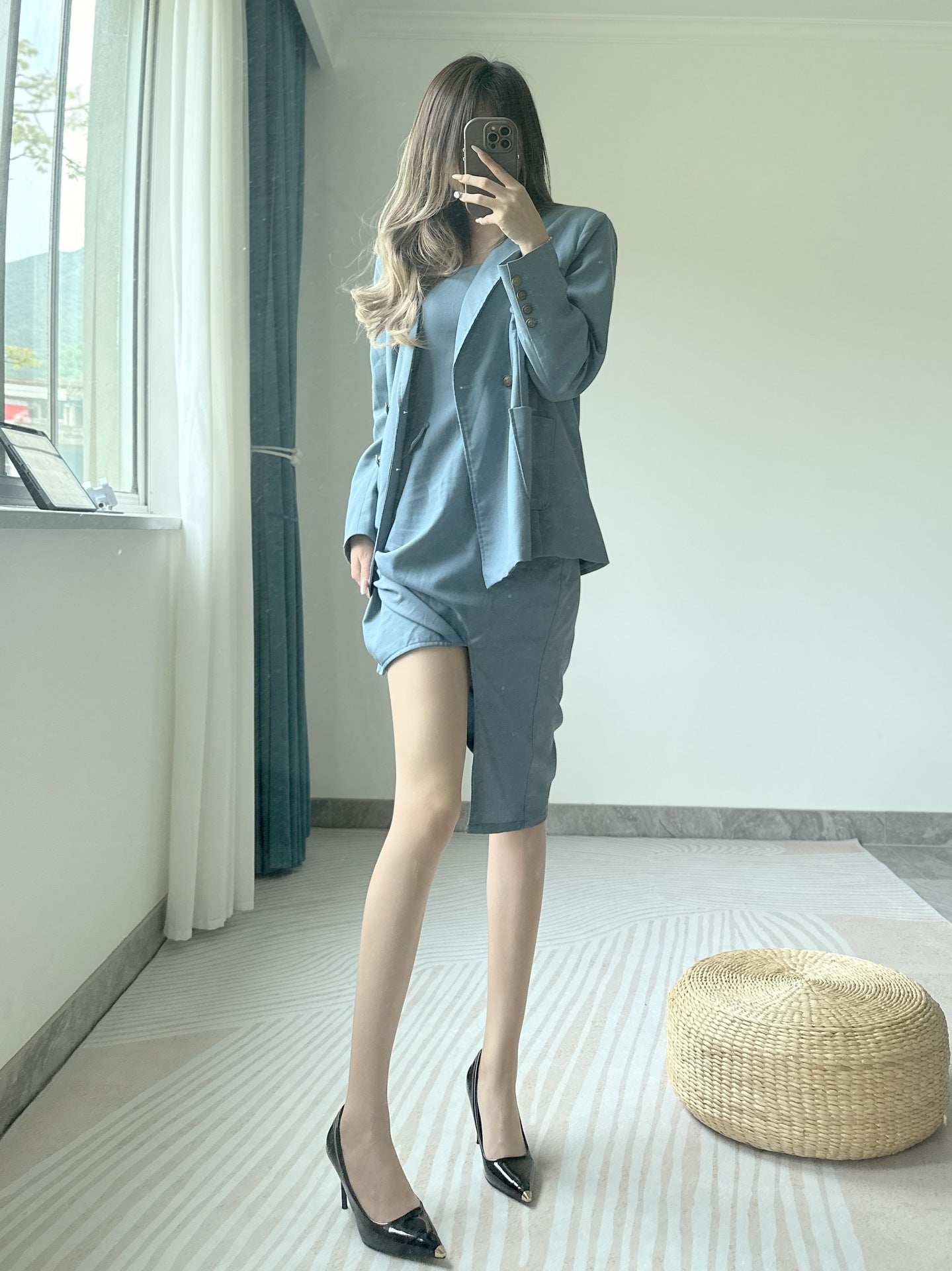 Aurora Open Crotch Stockings for Women Glossy360Seamless Sexy Silky Smooth Violet Plum Red Fashion Slimming