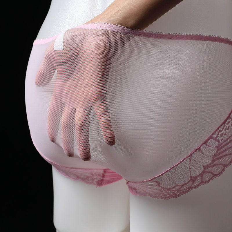 Plus Size Men's Lace Belt jj Set of Underwear Fully Transparent Delicate Sexy Lace Men's Low Waist Briefs