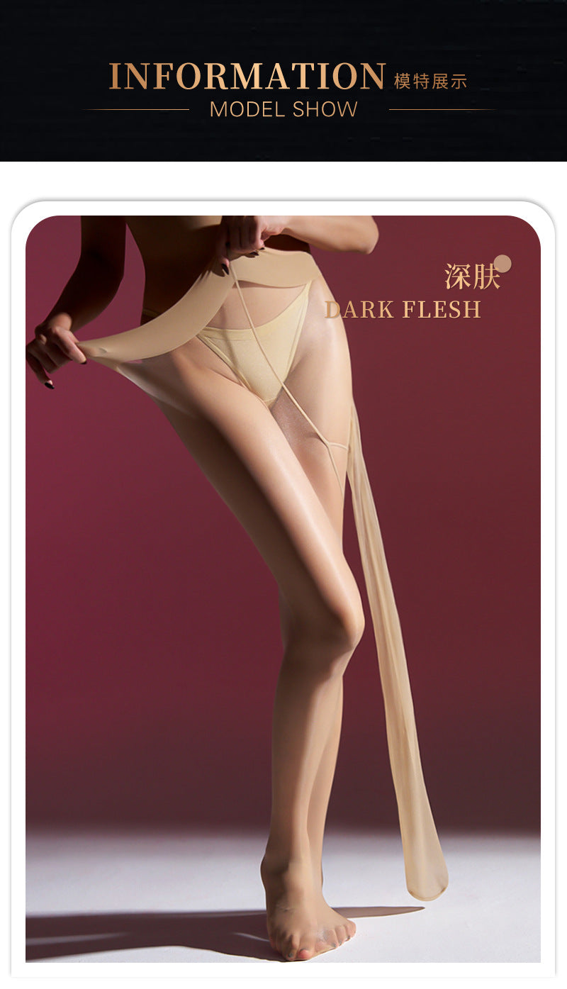 【Capacity】High Density Large Size200Jin Fat MM Black Stockings Silky Invisible Fully Transparent Female Summer U Crotchless Pantyhose