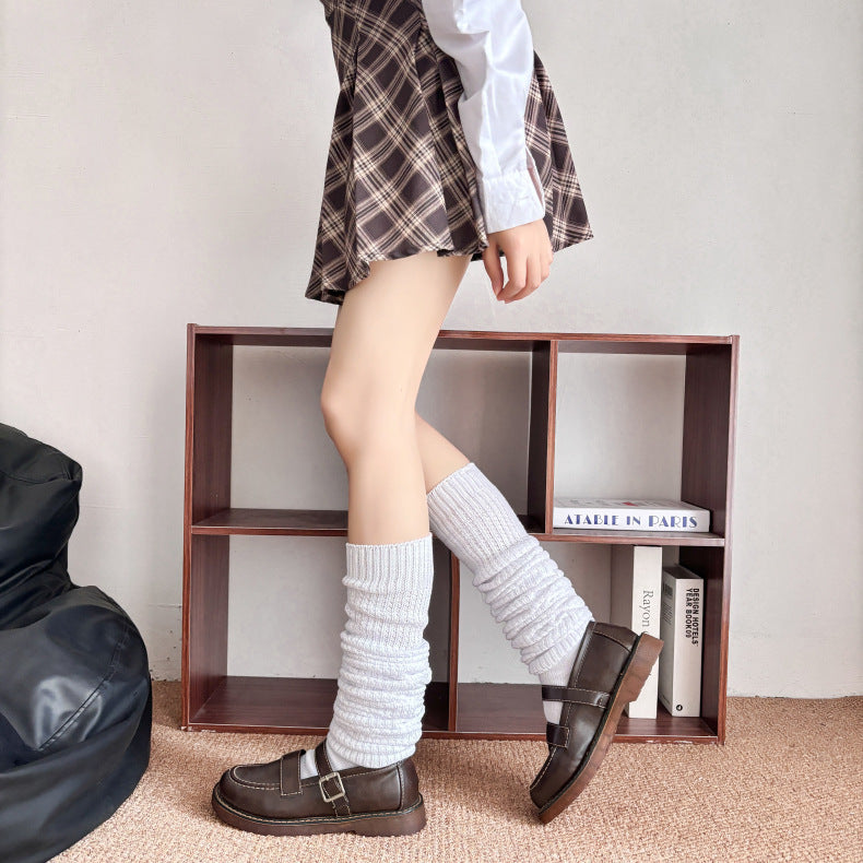 102502JK Extended High Tube Socks College Style Knee-High Calf Socks Over-the-Knee Long Socks for Women Japanese Style