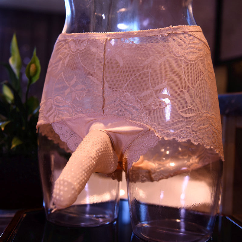 Men's Lace Sexy Underwear Men's Boxer Briefs Breathable Thin Sexy Open Crotch jj Set of Youth Boxer Shorts for Summer