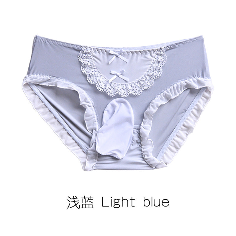 Men's Sexy Underwear Japanese Style Ice Silk Shorts Sexy Men Insertable Cute Sweet Lolita Triangle Briefs