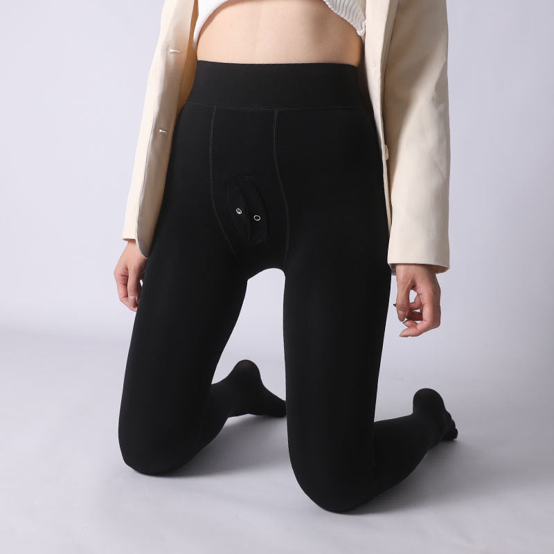 Autumn and Winter Fleece-Lined Warm Base Layer Pants for Men, Smooth and Sexy Pantyhose, Slim Fit Black Silk Glossy Stockings, Plus Size