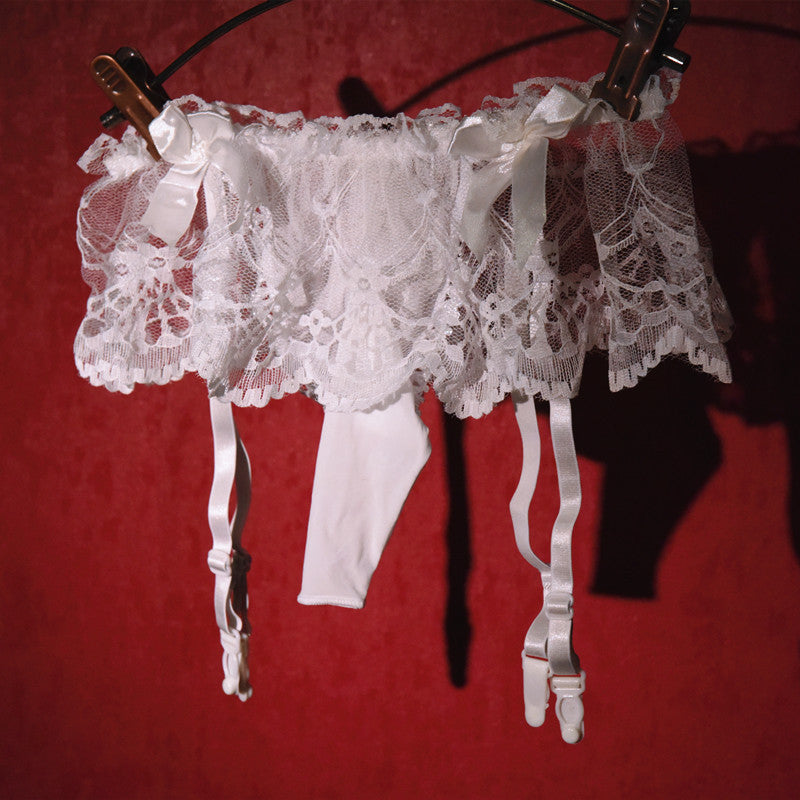 Men's Sexy Thong Lace Strap Underwear Ultra-thin Transparent Low-rise Transvestite Erotic Underwear Airplane jj Set