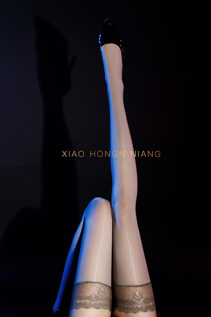 Stockings Sexy Uniform White Lace Thigh Socks Pure Desire Couple Sexy Black Lingerie Glossy Plus Size Long Tube Ultra-thin