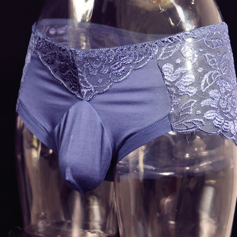 Little Red Luxury Men's Underwear Breathable Lace Sexy Briefs Pure Cotton Plus Size U Pouch Bag Underwear Shorts