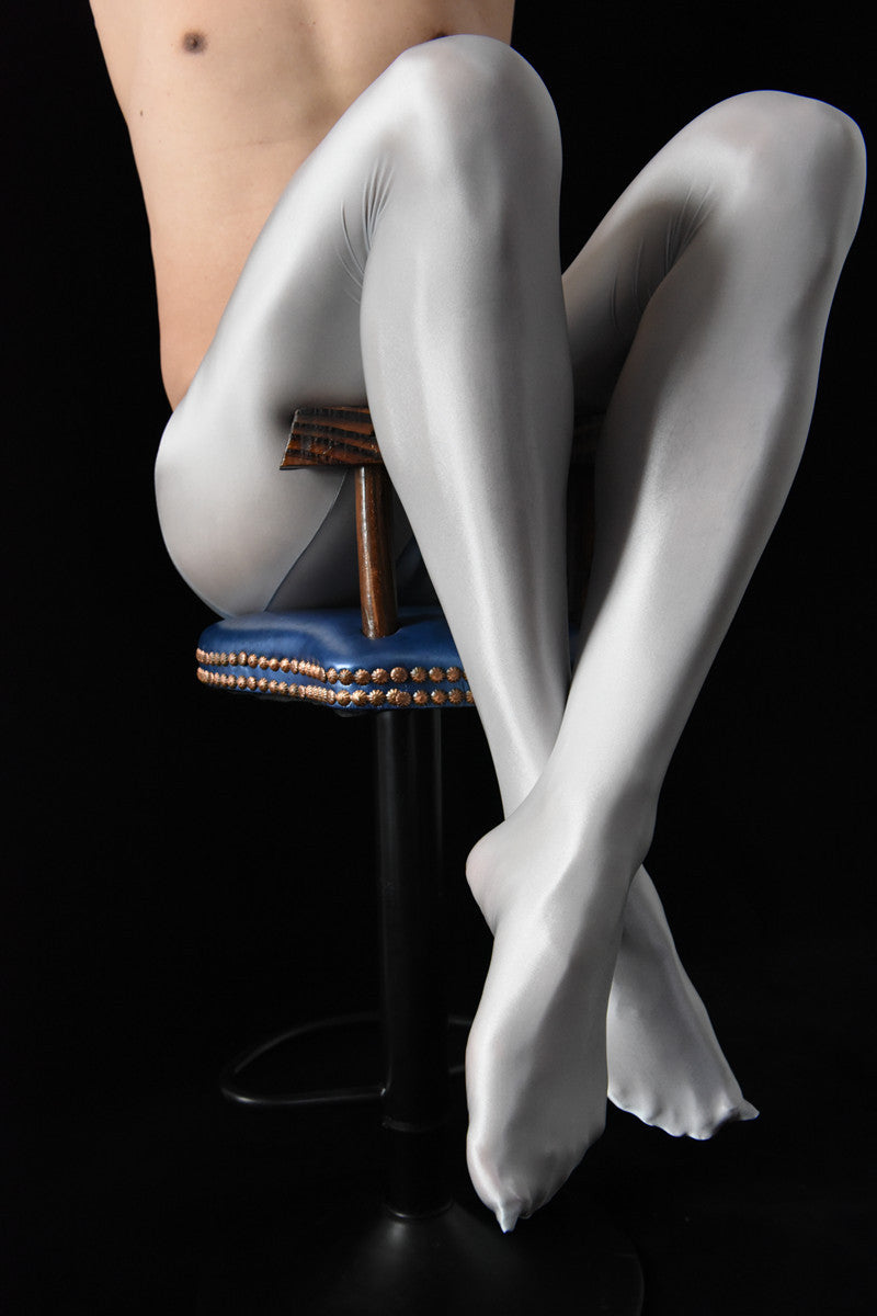 Men's Sexy Shiny Smooth Skin-Friendly Footed Back Seam Stockings Silky Ultra Elastic Tight Dance Yoga Pantyhose