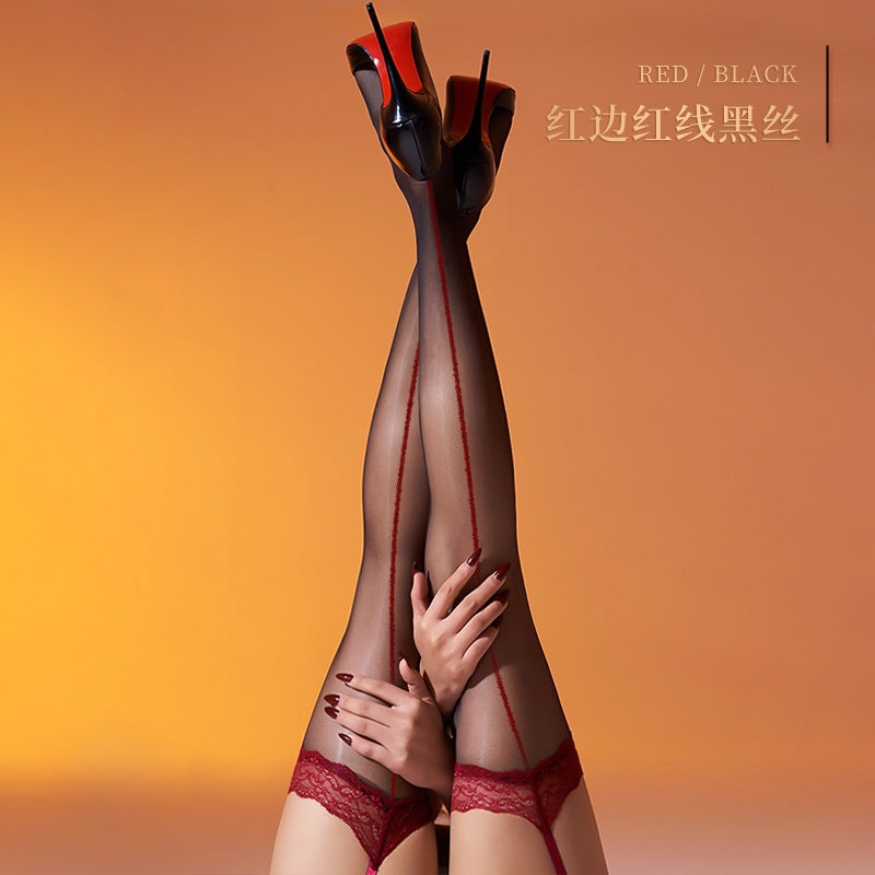 Little Matchmaker Lace Strap Black Silk Aurora Glossy Leg Shiny Lace Stockings No-Remove Sexy Fun Ultra-Thin Women