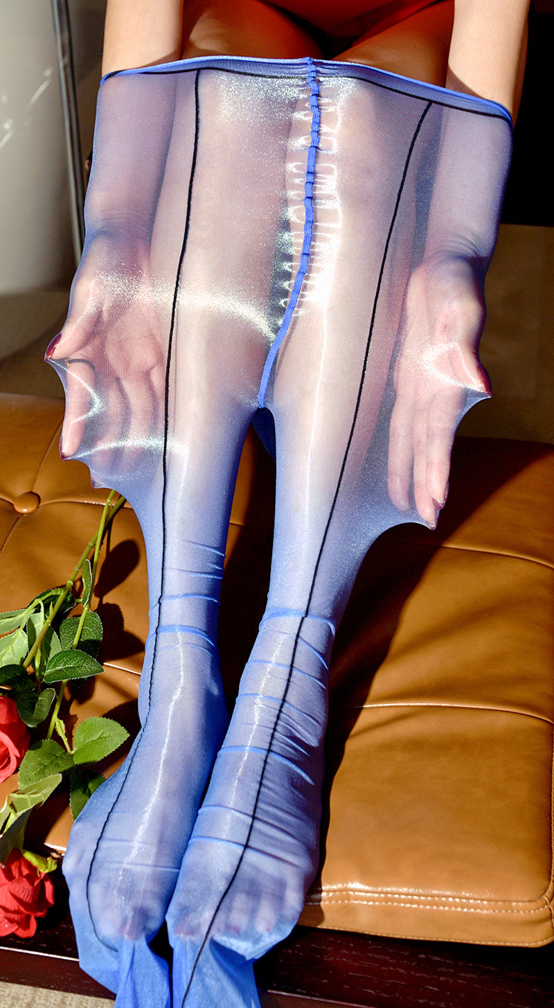 Little Red Riding Hood Aurora Ultra-Thin Silky Stockings Sexy Men's Back Seam Erotic jj Inductive Temptation Airplane