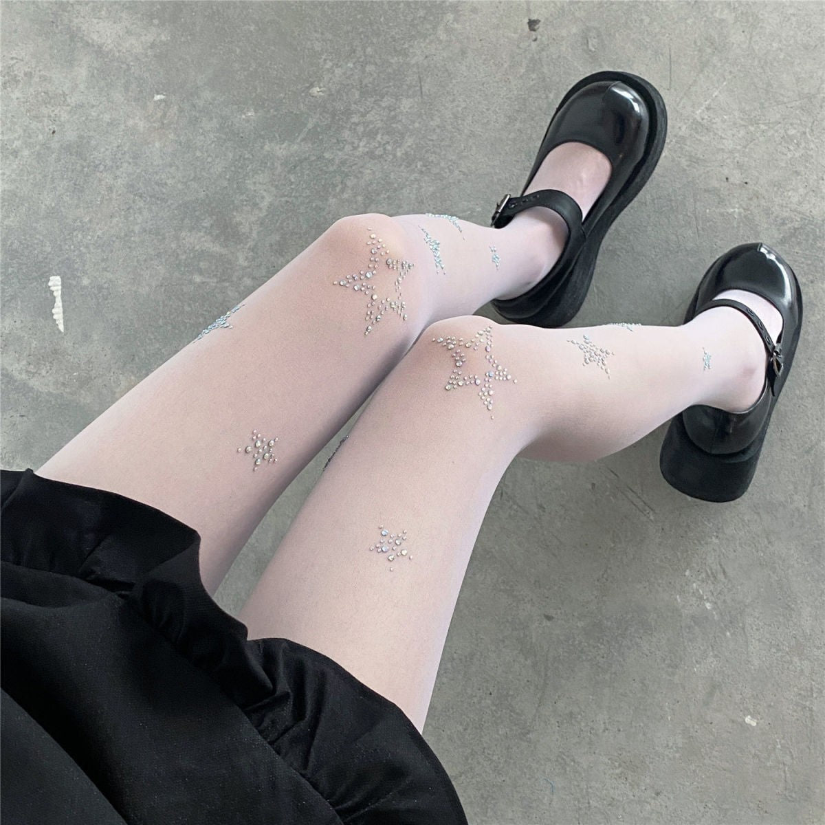 2023New Cosmic Star Print Stockings Women Summer Thin Black Silk Beauty Skin Pantyhose Ballet Style Ladies