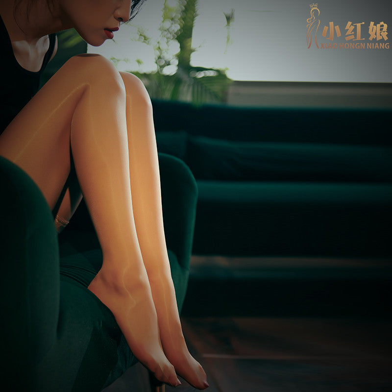 Aurora Series Sexy1D Glossy Silky Lace Non-Slip Silicone White High Tube Socks Black Long Tube Stockings for Women