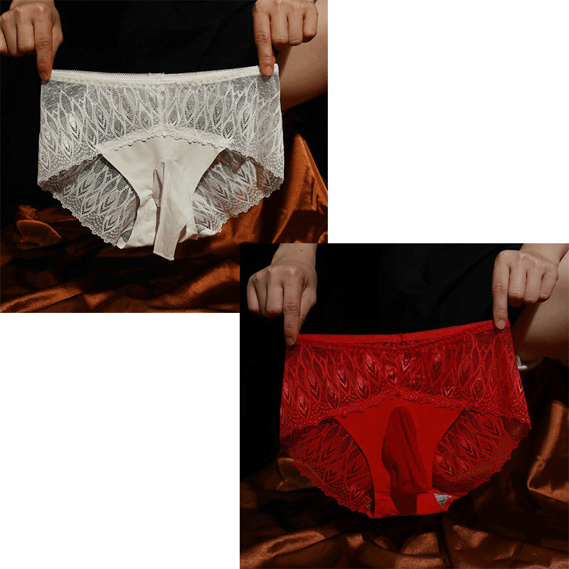 Men's Lace Underwear with Straps jj Set of Sexy Glossy Stockings and Panties Ultra-thin Breathable Summer Fully Transparent Triangle Panties