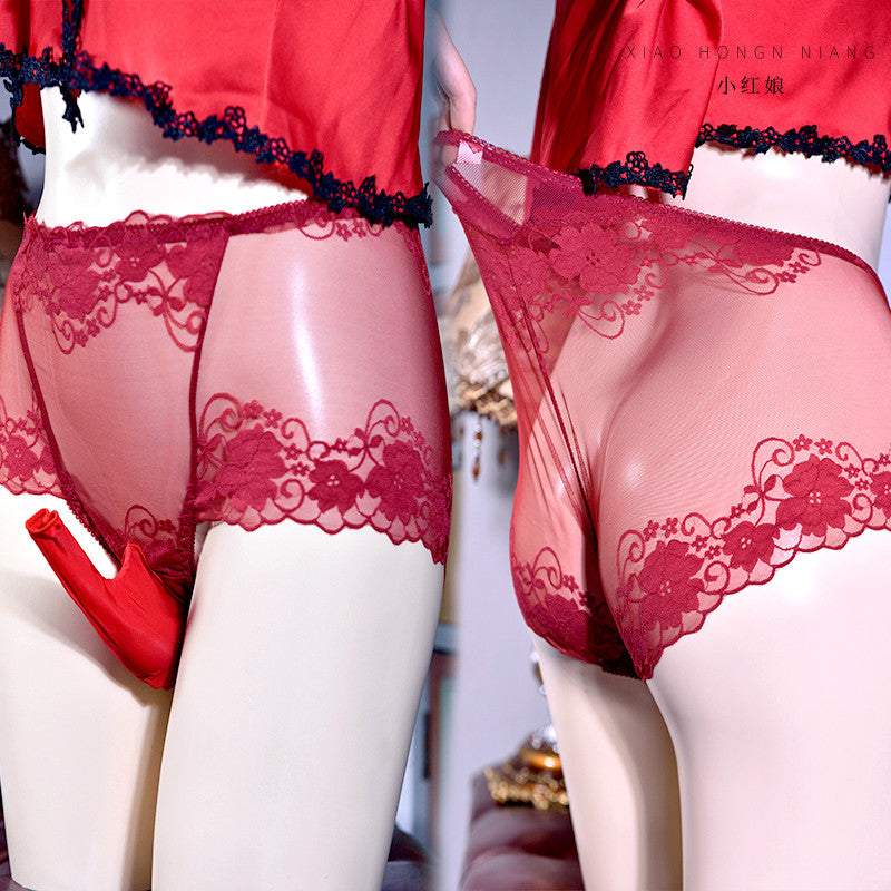 8175Japanese Style Sexy Lace Underwear for Men Belt jj Set of Butt-Lifting Thin Sexy Transparent Bullet-Resistant Separate Triangle Panties