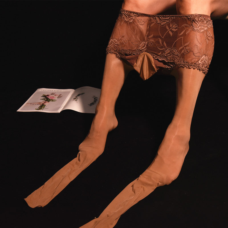 912Glossy Pantyhose and Underwear One-Piece Tights Sexy Fun Transparent Plus Size Men's Glossy Shiny Base Stockings